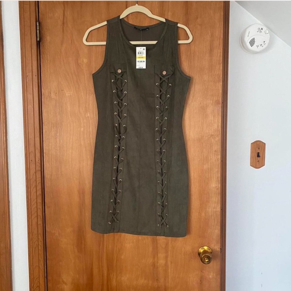 INC army/forest green bodycon dress